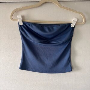 Blue Ribbed Tube Top